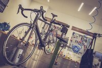 Fahrrad in Reparaturwerkstatt